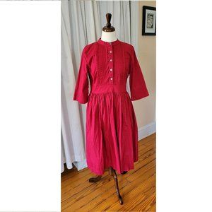 eShakti Pintuck pleat bib-front poplin dress